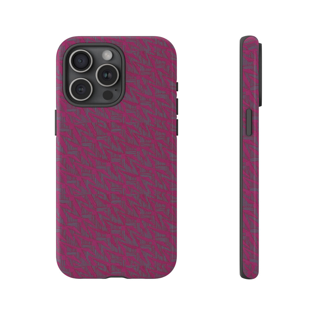Pink Textured Tough Phone Case — Protective Slim iPhone Cover, durable wireless charging case