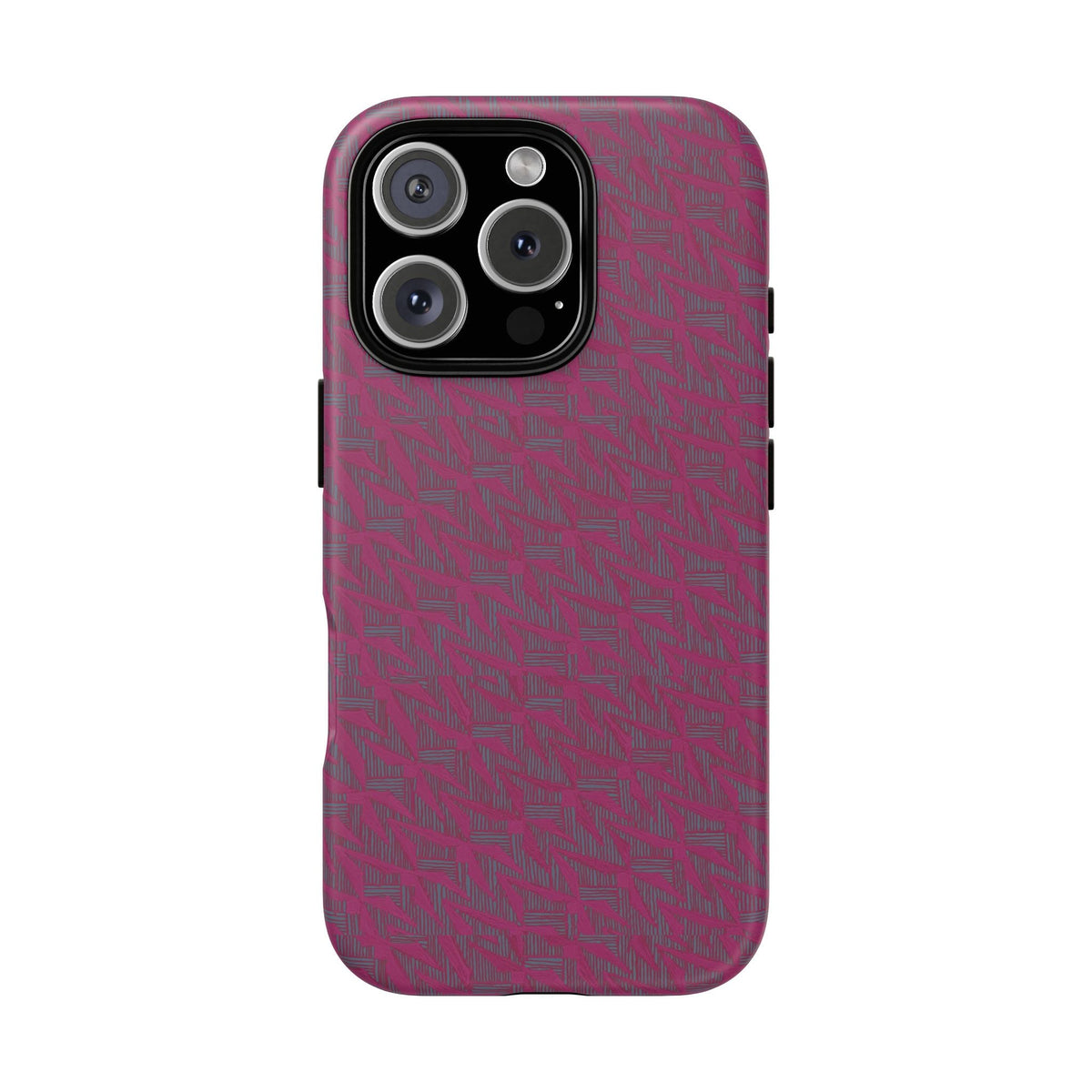 Pink Textured Tough Phone Case — Protective Slim iPhone Cover, durable wireless charging case