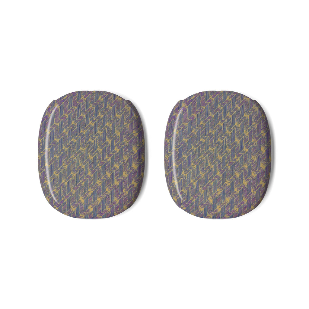 Close-up of the AirPods Max Case — Purple Houndstooth Luxe Shell Cover, highlighting the intricate details of the stylish pattern and the durability of the scratch-resistant AirPods case.