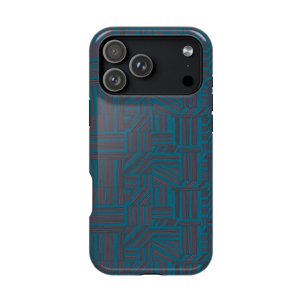 Impact Resistant Phone Case-20% OFF Entire Order, And Free Shipping, Teal Geometric MagSafe protective phone case rear profile; impact resistant iphone 17 case-20% OFF Entire Order, and Free Shipping.