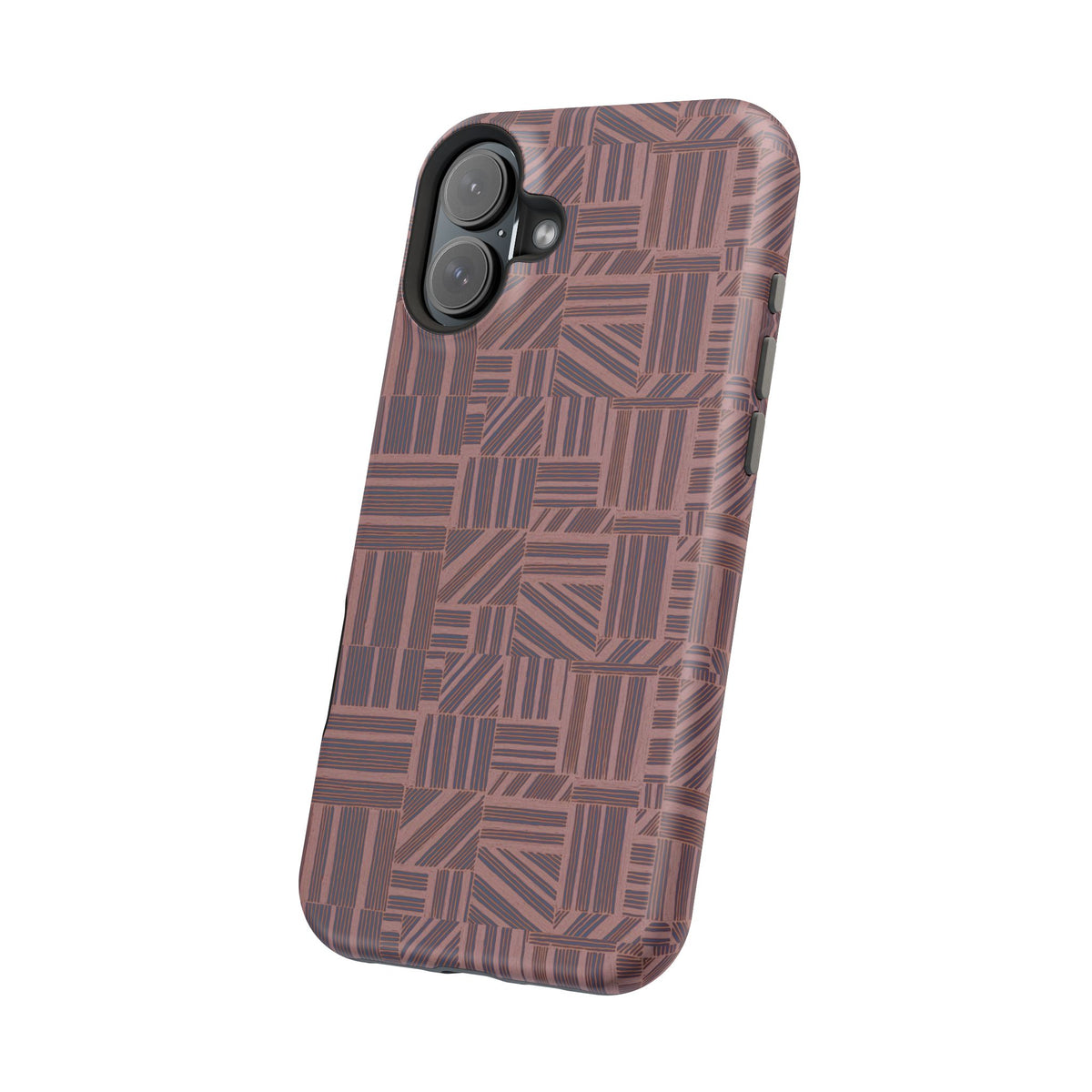 Impact Resistant Iphone 17 Pro Max Case - MagSafe Dual-Layer Geometric Brown Design