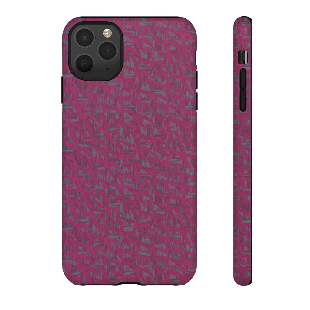 Pink Textured Tough Phone Case — Protective Slim iPhone Cover, durable wireless charging case