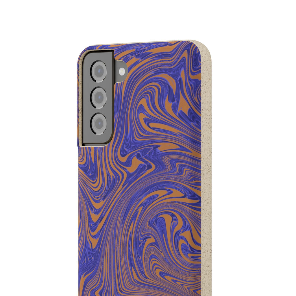 Biodegradable iPhone 17 Case – Purple Orange Marble Swirl Eco-Friendly Protection