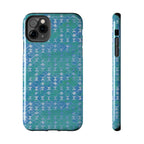 Tough Phone Case — Blue-Green Geometric Watercolor Pattern, shockproof iphone 17 pro case rear and edge view