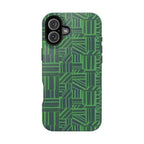 Green Magnetic Phone Case — 2-Layer Geometric MagSafe-Compatible Impact-Resistant Cover, green magnetic phone case- price match with CASETiFY and Casely, durable slim case with patterned finish.