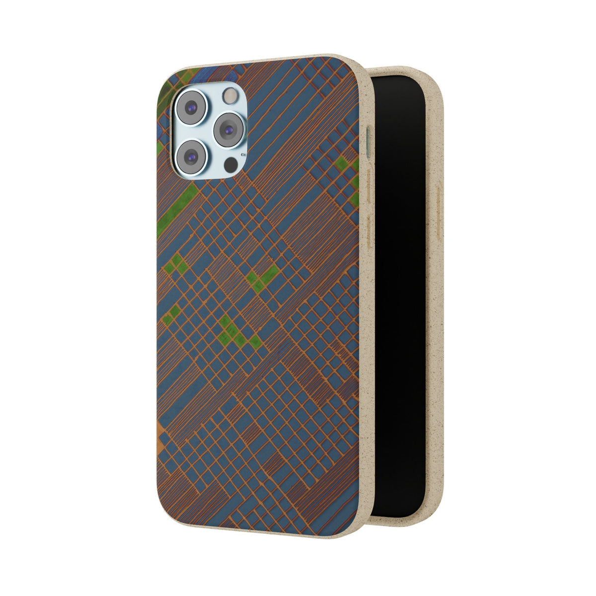 Biodegradable Phone Case — Earthy Geometric Plaid Eco-Friendly Cover, eco friendly phone case product image