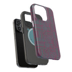 Slim Protective iPhone 16 ProMax Case With MagSafe, Dual-Layer Plum Geometric Design
