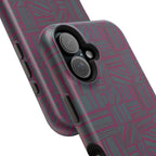 Slim Protective iPhone 16 ProMax Case With MagSafe, Dual-Layer Plum Geometric Design