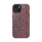 MagSafe Impact Resistant Phone Case - Geometric Brown Pattern, Dual-Layer Protection, camera-ready protective cover; impact resistant iphone 17 pro max case