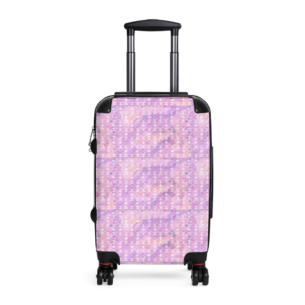 Pink Pastel Pattern Suitcase — Floral Grid Carry-On Luggage