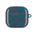 Geometric Teal Stripe AirPod Case — Modern Patterned Protective Cover, an airpod case with carabiner featuring a glossy teal geometric stripe design.