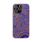 Biodegradable Marble Swirl Phone Case — Purple & Orange Eco-Friendly Protective Cover, full case back view; protective biodegradable case _CASETiFY5 alternative.