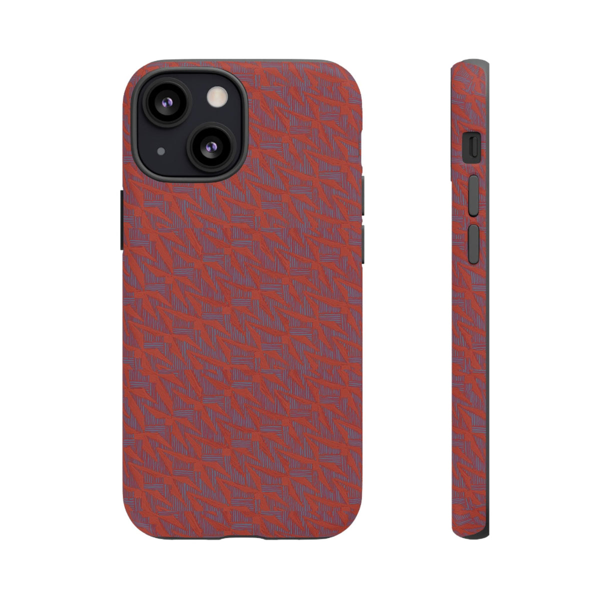 Red Pebble Texture Tough Phone Case — Rugged Shockproof iPhone Cover, wireless charging iphone 17 promax case with edge-to-edge printed pattern