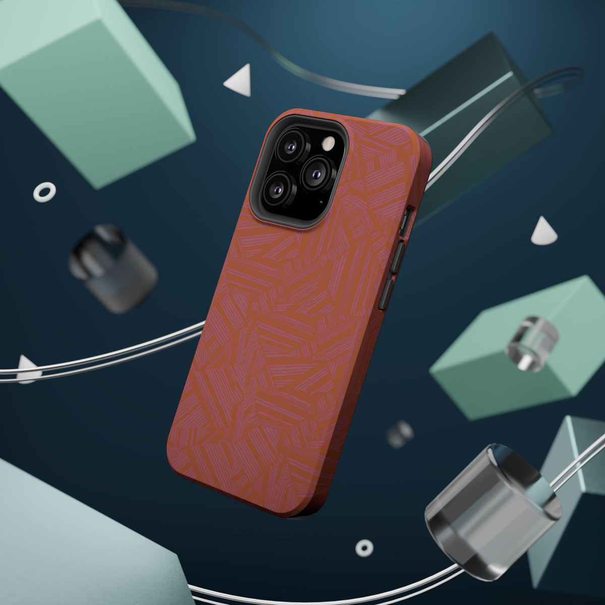 Protective iPhone 18 Pro Max Case With Terracotta Geometric MagSafe Impact Resistance