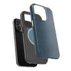 Impact Resistant Phone Case-20% OFF Entire Order, And Free Shipping, Teal Geometric MagSafe case shown in an exploded three-layer view; impact resistant iphone 17 case-20% OFF Entire Order, and Free Shipping.