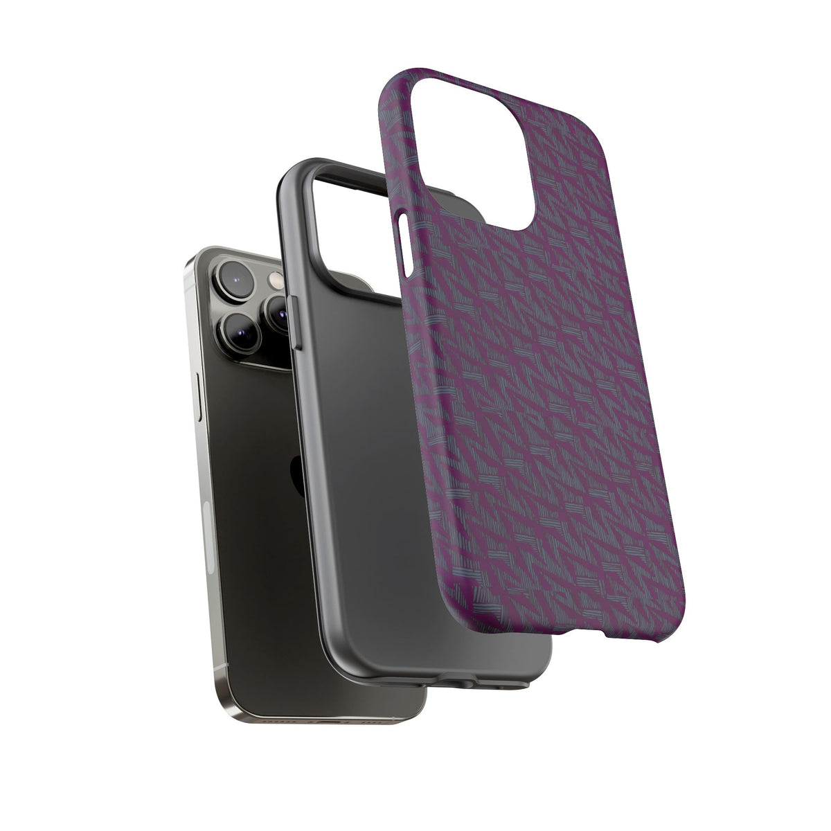 Shockproof Iphone 17 Pro Cover, Purple Geometric Dual-Layer TPU Case, UV-Protected
