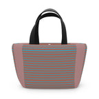 Striped Retro Lunch Bag – Teal & Terracotta Compact Insulated Tote