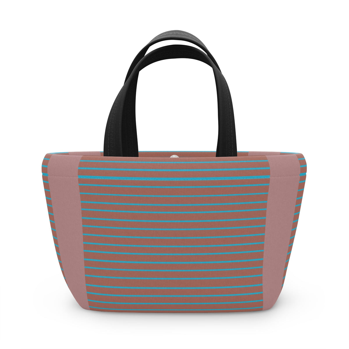 Striped Retro Lunch Bag – Teal & Terracotta Compact Insulated Tote