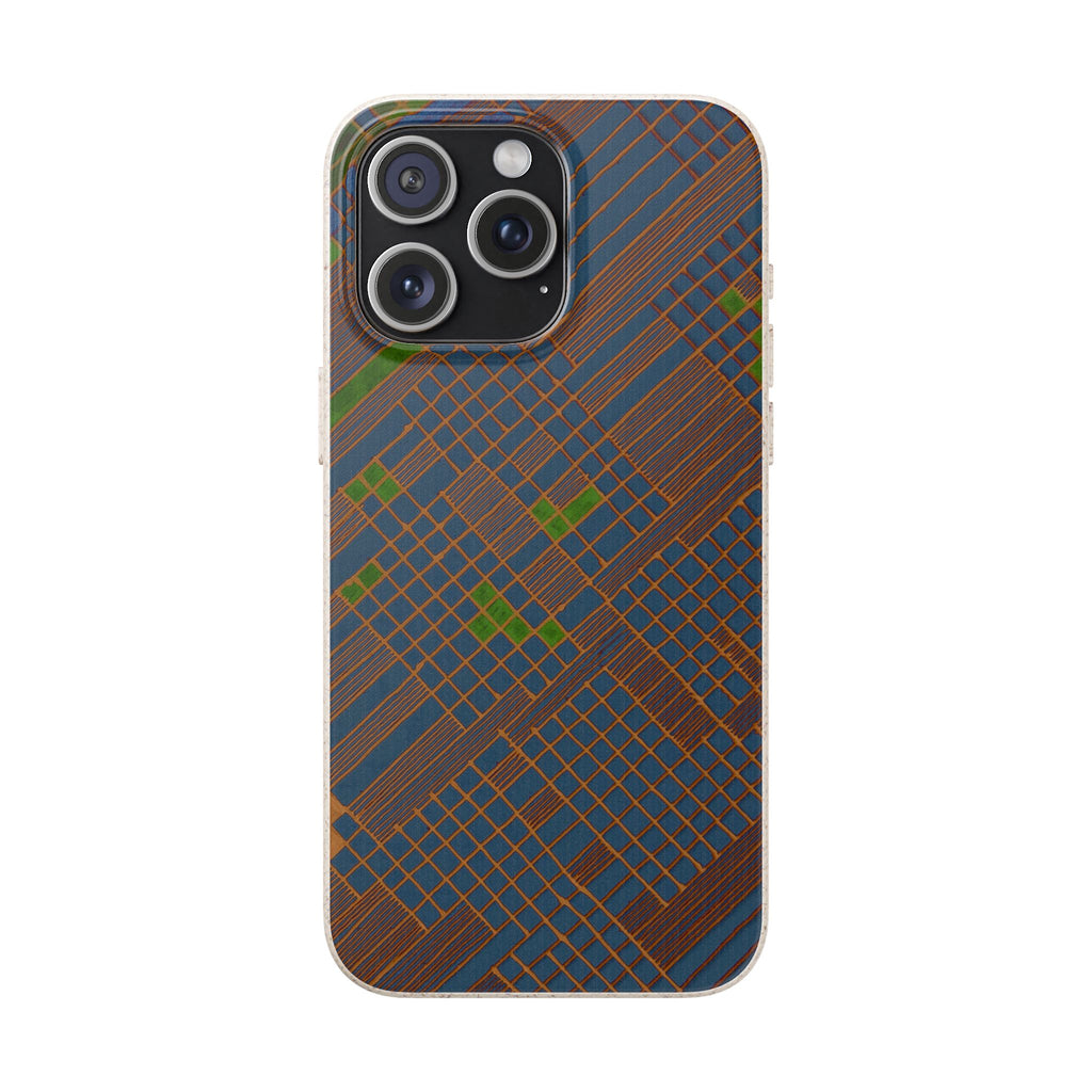 Biodegradable Phone Case — Earthy Geometric Plaid Eco-Friendly Cover, eco friendly phone case product image