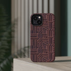 MagSafe Impact Resistant Phone Case - Geometric Brown Pattern, Dual-Layer Protection, angled geometric phone cover; impact resistant iphone 17 pro max case