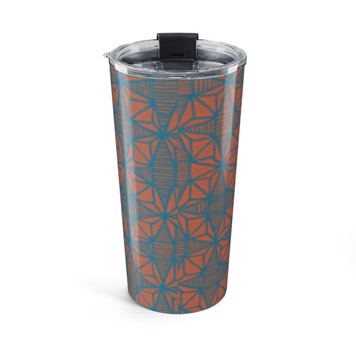 Stylish 20oz Geometric Pattern Tumbler showcasing a vibrant blue and orange kaleidoscope design tumbler, perfect for travel and daily use.