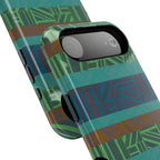 Geometric Green Wireless Charging iPhone 16 Pro Max Case - Impact-Resistant Dual-Layer