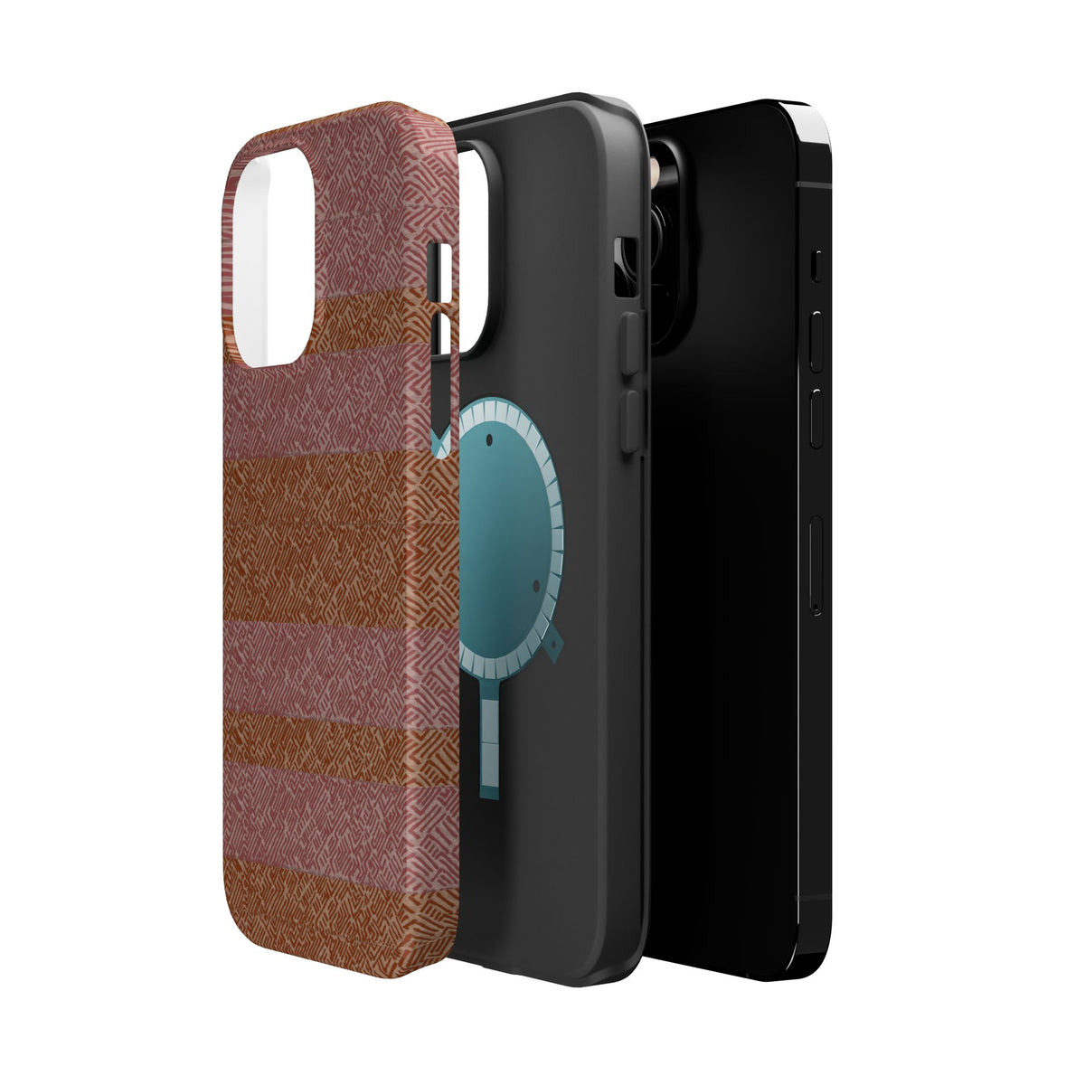 Striped Leather-Texture Magnetic Phone Case — Impact-Resistant iPhone Cover, durable brown wireless charging iphone 18 pro max case