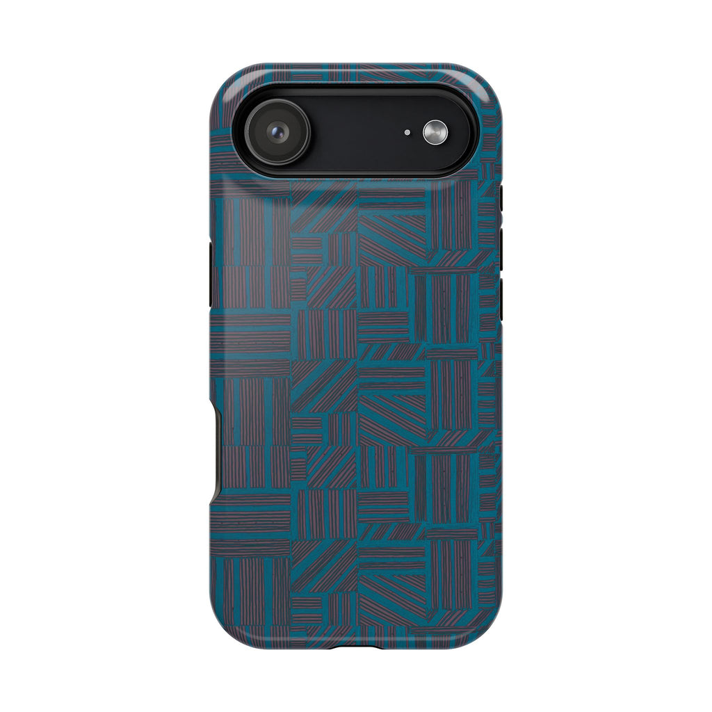 Impact Resistant Phone Case-20% OFF Entire Order, And Free Shipping, Teal Geometric MagSafe phone cover with textured geometric design; impact resistant iphone 17 case-20% OFF Entire Order, and Free Shipping.