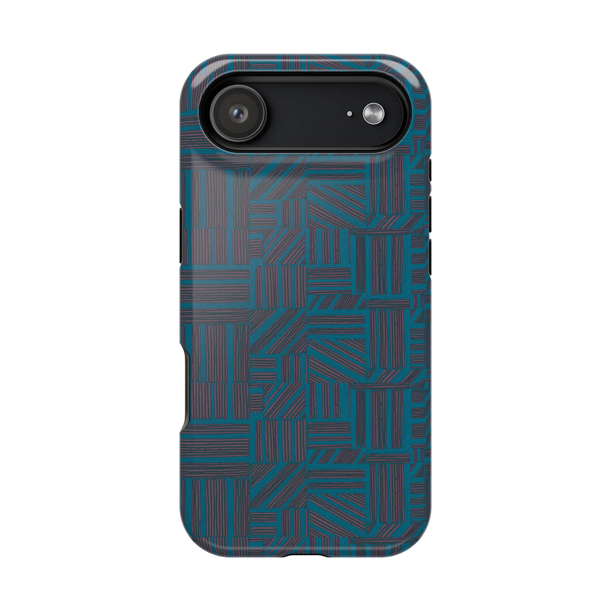 Impact Resistant Phone Case-20% OFF Entire Order, And Free Shipping, Teal Geometric MagSafe phone cover with textured geometric design; impact resistant iphone 17 case-20% OFF Entire Order, and Free Shipping.
