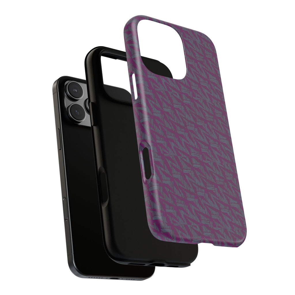 Shockproof Iphone 17 Pro Cover, Purple Geometric Dual-Layer TPU Case, UV-Protected