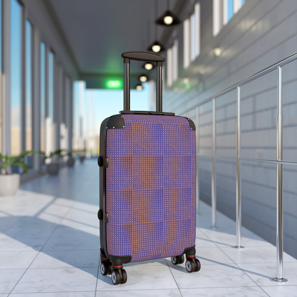 Purple Houndstooth Carry-On Suitcase — Retro Pattern Luggage for Travel