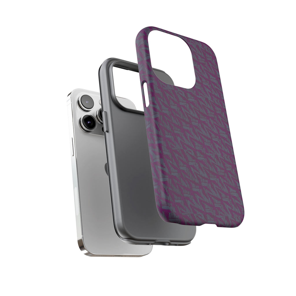 Shockproof Iphone 17 Pro Cover, Purple Geometric Dual-Layer TPU Case, UV-Protected