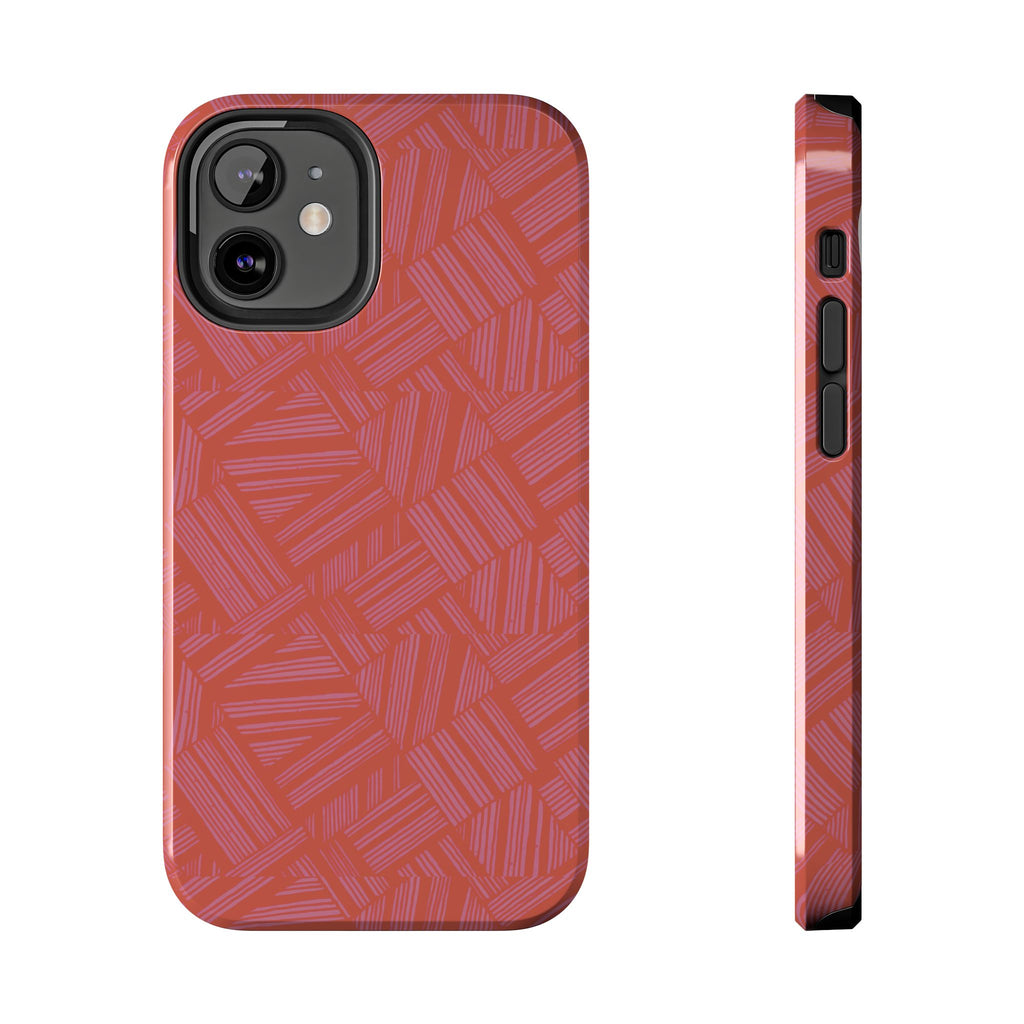 Tough Phone Case — Geometric Coral Pattern Protective Cover, shockproof iphone 18 pro case with coral geometric pattern and side buttons