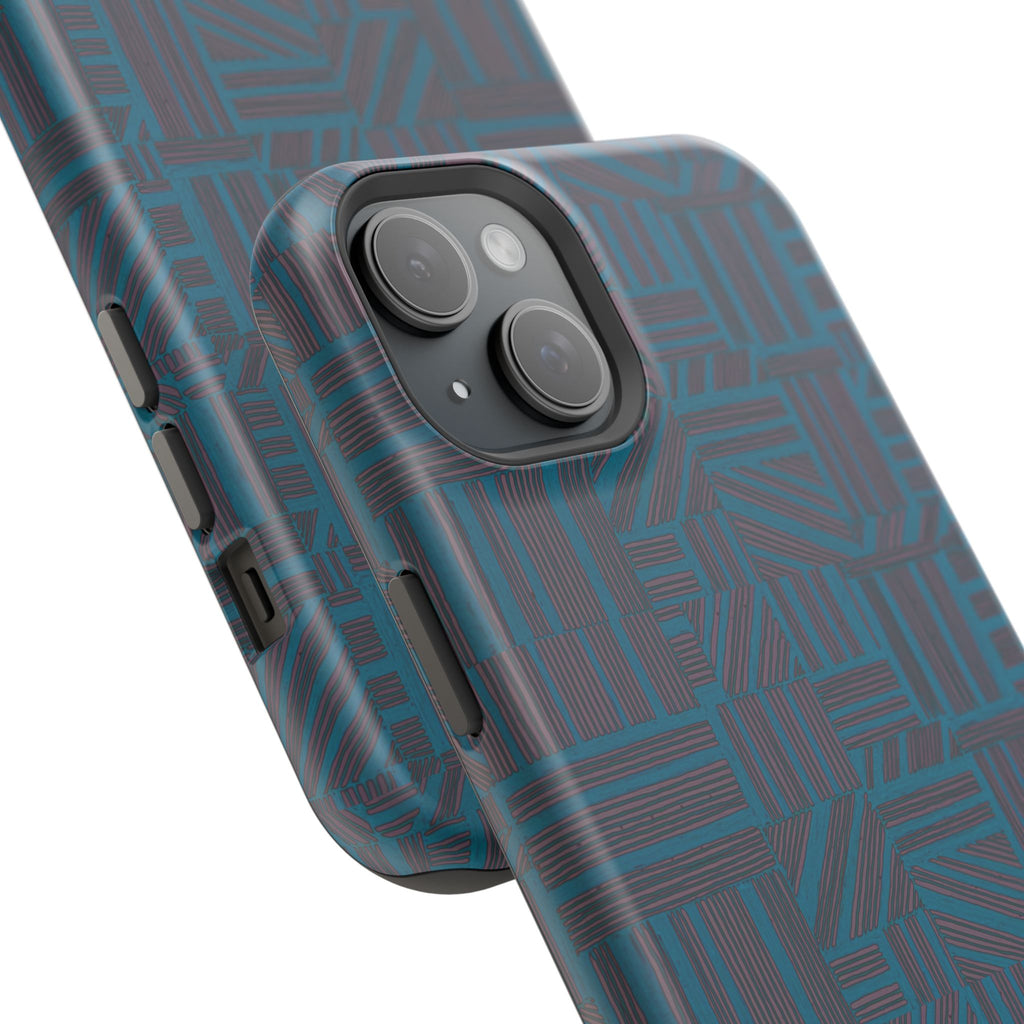 Impact Resistant iPhone 17 Case, Teal Geometric MagSafe Dual-Layer Protection