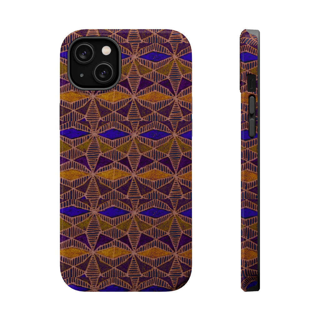 Phone Case — Geometric Tribal Pattern Magnetic Impact-Resistant Case, Fractyl impact resistant iphone 16 pro case shown with slim profile and accessible buttons.