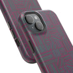 Slim Protective iPhone 16 ProMax Case With MagSafe, Dual-Layer Plum Geometric Design