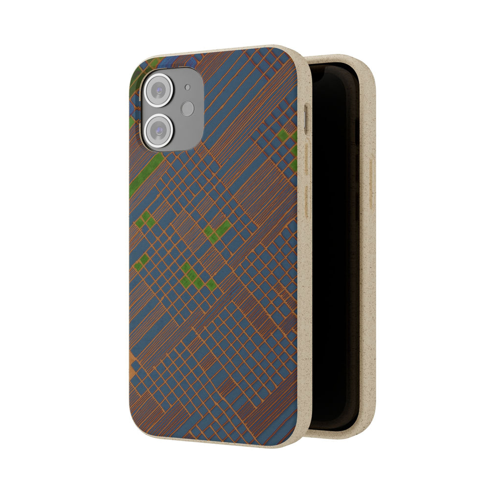 Biodegradable Phone Case — Earthy Geometric Plaid Eco-Friendly Cover, eco friendly phone case product image
