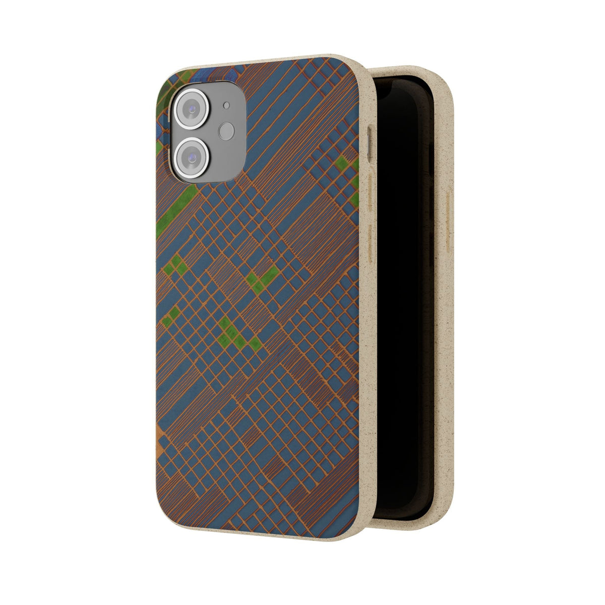 Biodegradable Phone Case — Earthy Geometric Plaid Eco-Friendly Cover, eco friendly phone case product image