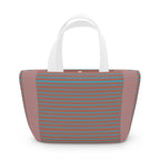 Striped Retro Lunch Bag – Teal & Terracotta Compact Insulated Tote