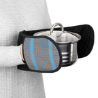 Double Oven Mitts - Quilted Heat-Resistant Kitchen Grip (Black with Blue Accent)