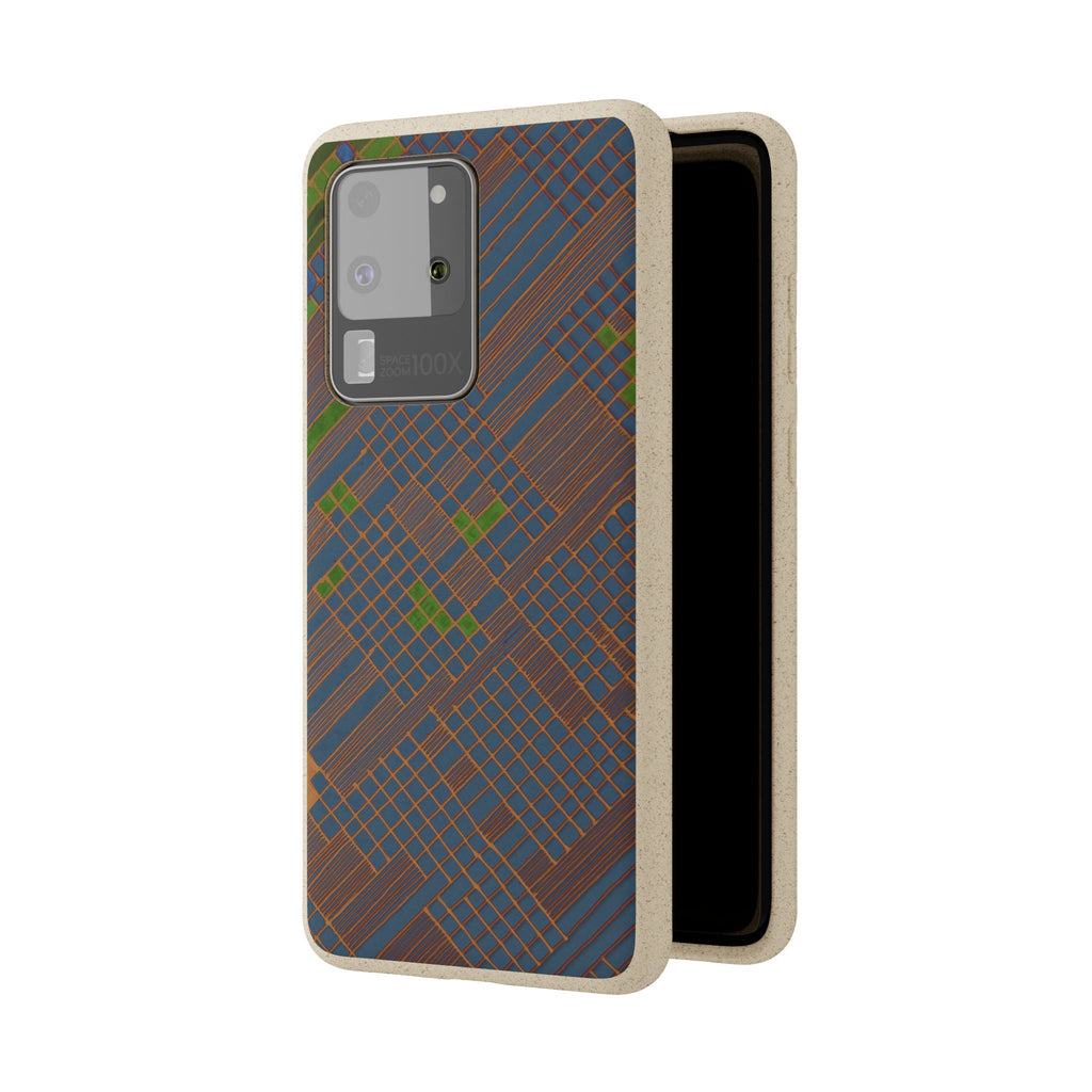 Biodegradable Phone Case — Earthy Geometric Plaid Eco-Friendly Cover, eco friendly phone case product image