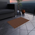 Outdoor Rug — Striped Brown Tile Pattern Patio Mat