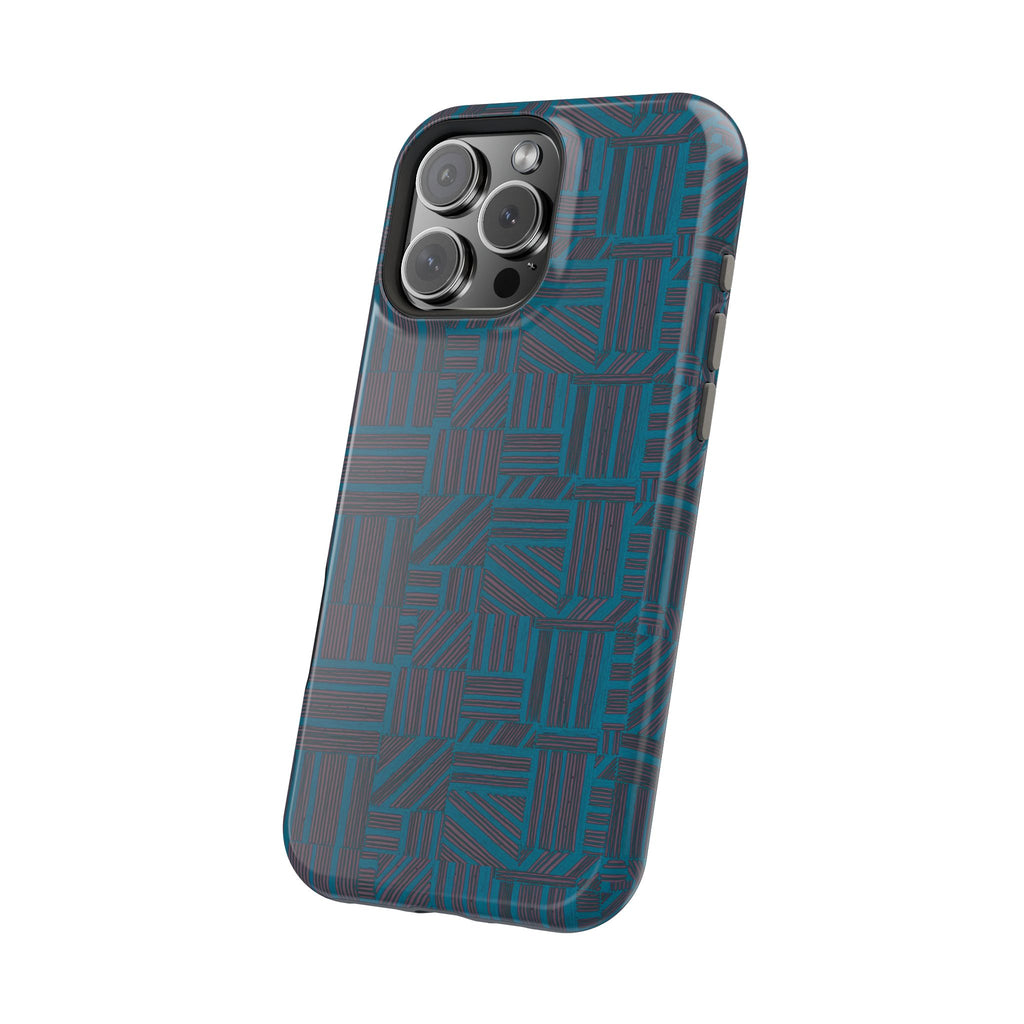 Impact Resistant iPhone 17 Case, Teal Geometric MagSafe Dual-Layer Protection