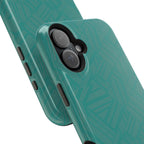 Magnetic Impact-Resistant Phone Case — Teal Geometric Protective Cover, magnetic iphone 18 pro case exploded dual-layer phone cover
