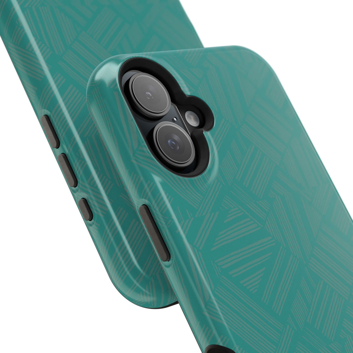 Magnetic Impact-Resistant Phone Case — Teal Geometric Protective Cover, magnetic iphone 18 pro case exploded dual-layer phone cover