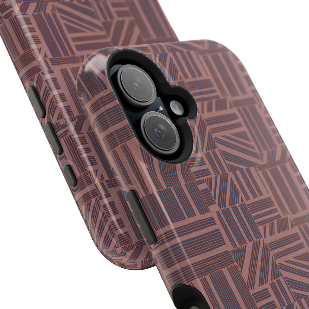 Impact Resistant Iphone 17 Pro Max Case - MagSafe Dual-Layer Geometric Brown Design