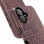 Impact Resistant Iphone 17 Pro Max Case - MagSafe Dual-Layer Geometric Brown Design