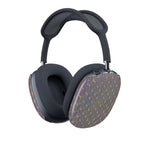 Lifestyle image of the AirPods Max Case — Purple Houndstooth Luxe Shell Cover in use, demonstrating its lightweight design and protective features as a premium scratch-resistant AirPods case.