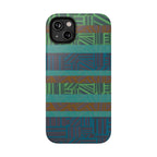 Green Geometric Stripe Phone Case — Impact-Resistant, wireless charging iphone 16 pro max case designed with a bold full-wrap geometric print.