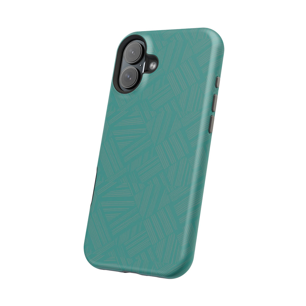 Magnetic Impact-Resistant Phone Case — Teal Geometric Protective Cover, magnetic iphone 18 pro case detailed camera and button protection